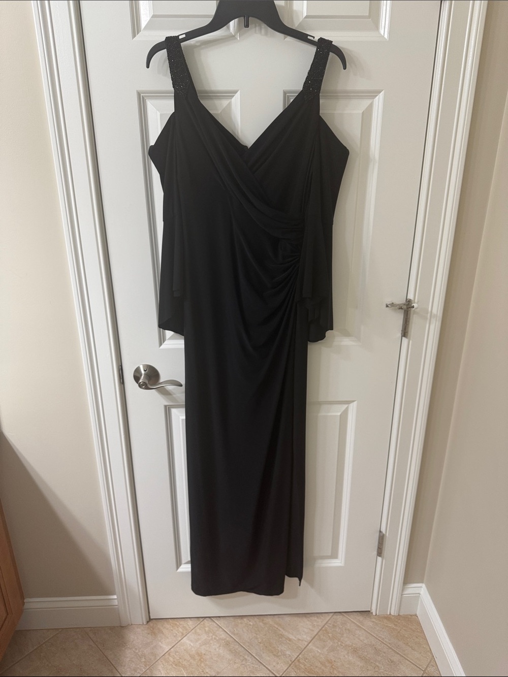 Ralph Lauren Black Draped V-Neck Evening Gown
